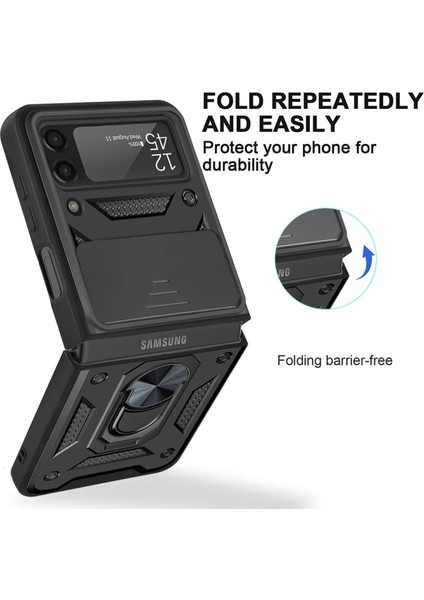 Kamera Kılıf Koruyucu Telefon Kılıfıı ile Yüzük Tutucu Kılıf Için Samsung Galaxy Z Flip3 5g Için - Siyah (Yurt Dışından) fiyatları