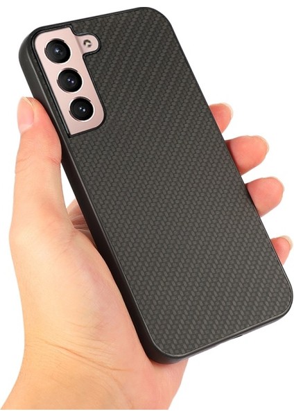 Karbon Fiber Doku Telefon Kılıfı Pu Deri Kaplamalı Pc + Tpu Hibrid Kılıf Samsung Galaxy S22 + 5g Için Için - Siyah (Yurt Dışından) fiyatları