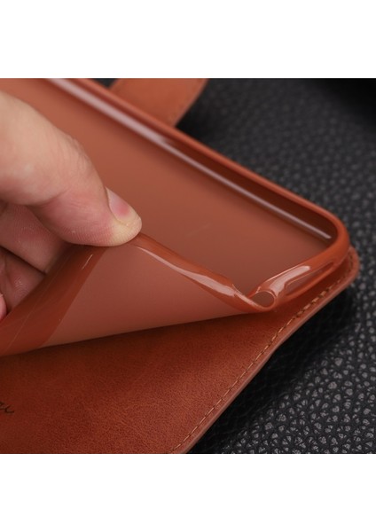 iPhone Xs Max 6.5 Inç Için Deri Manyetik Cüzdan Kılıf - Kahverengi (Yurt Dışından)