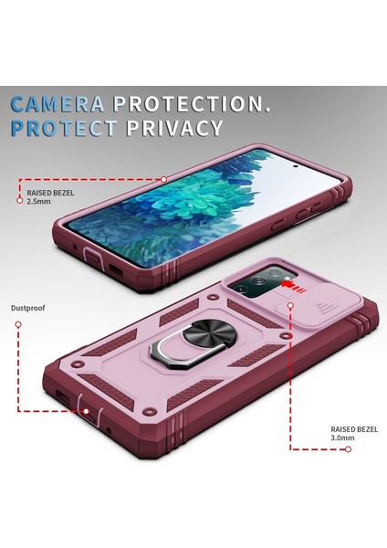 Kamera Kaydırıcı Tasarım 3-In-1 Tpu + Pc + Metal Telefon Kılıf Samsung Galaxy S20 Fe / S20 Fan Sürümü / S20 Fe 5g Için / S20 Fan Edition 5g Için - Pembe (Yurt Dışından) indirimleri