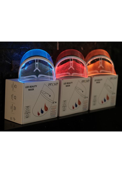 LED Güzellik Maskesi Şeffaf 3 Renkli