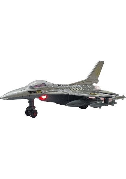 Sesli Işıklı Metal F16 - Savaş Uçağı 22 cm - HW777-16-GRI fiyatları