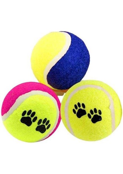3'lü Renkli Desenli Tenis Topu Kedi Köpek Oyuncağı