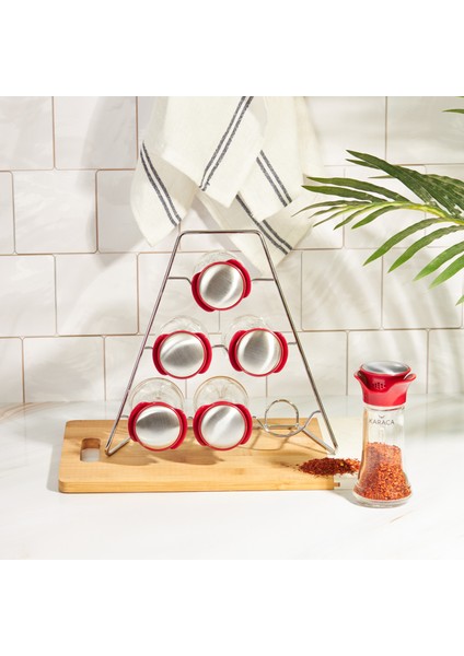 Nori Üçgen 7 Parça Baharat Takımı Red