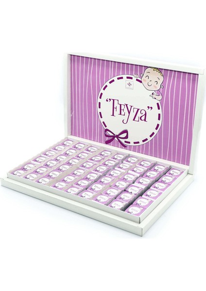 Kız Bebek Çikolatası 162 Adet Napoliten Çikolata Mor Kurdela fiyatları