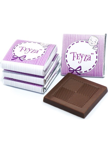 Kız Bebek Çikolatası 162 Adet Napoliten Çikolata Mor Kurdela modelleri