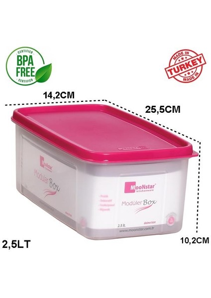 Moon Star Modüler Çok Amaçlı Saklama Kabı 2,5 Litre Ms-04