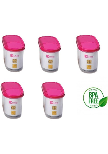 Moon Star Modüler Kapaklı Kuru Gida Saklama Kabı 1,2 Lt x 5ADET Mb-11