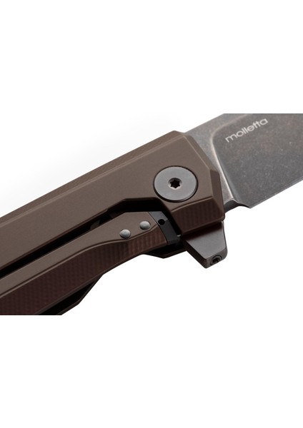 MT01A Eb Myto Old Black M390 Blade, Earth Brown Aluminum Handle Çakı modelleri