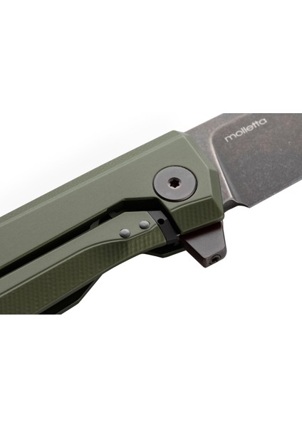 MT01A GB Myto Old Black M390 Blade, Green Aluminum Handle Çakı