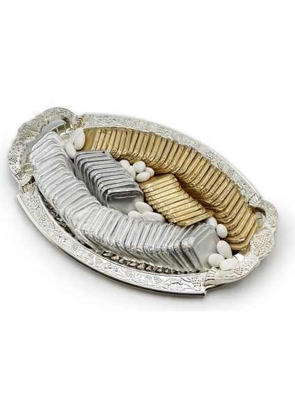 Gümüş Tepside Madlen Çikolata Söz Nişan Tepsisi 970G fiyatları