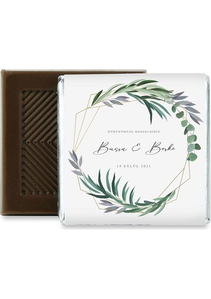 Metal Kutu Söz Nişan Çikolatası Yeşillik Desenli ( (80 Adet Napoliten Çikolata) fiyatları