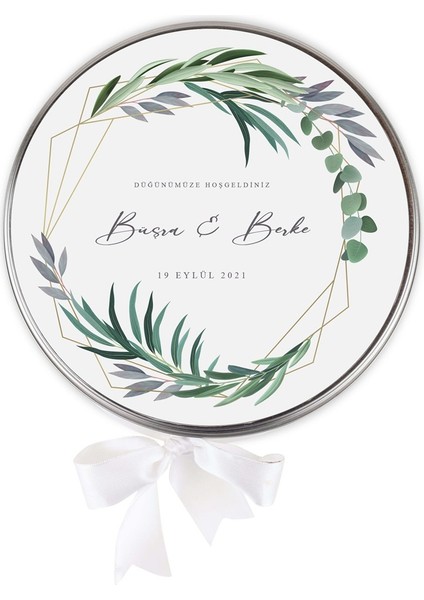 Metal Kutu Söz Nişan Çikolatası Yeşillik Desenli ( (80 Adet Napoliten Çikolata) modelleri