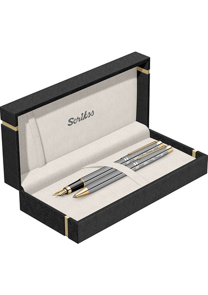 İsme Özel Set Venus 722W Balıksırtı Desenli Kalem Gold Krom 2'li