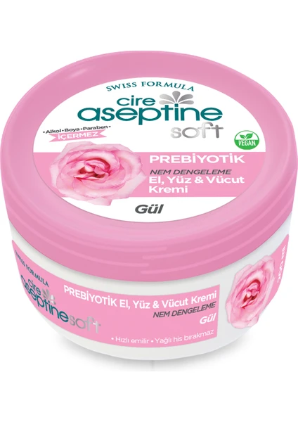 Cire Aseptine Soft Gül Prebiyotik Nemlendirici Bakım Kremi 200 ml