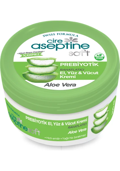 Cire Aseptine Soft Aloe Vera Prebiyotik Nemlendirici Bakım Kremi 200 ml