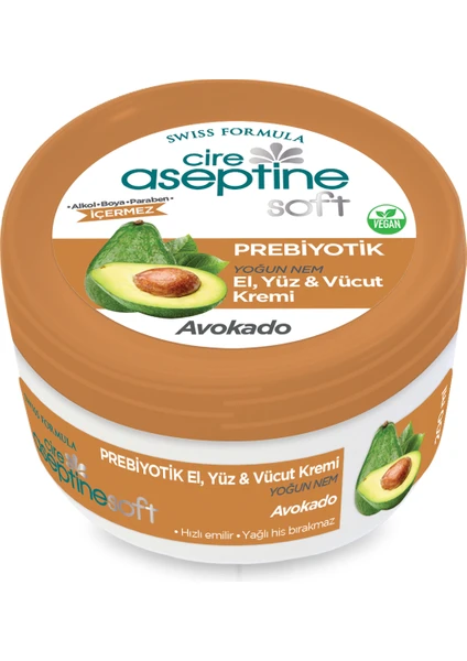 Cire Aseptine Soft Avokado Prebiyotik Nemlendirici Bakım Kremi 200 ml