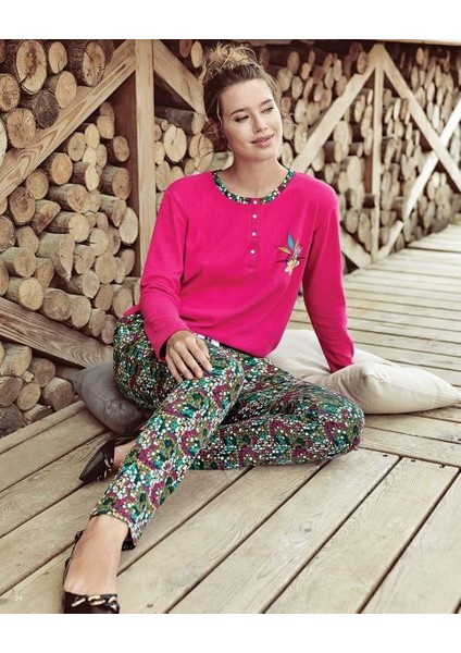 104 Kadın Modal Kışlık Battal Pijama Takımı