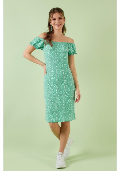 Çiçekli Carmen Yaka Mini Elbise Bayan Elbise 5863700 fırsatları