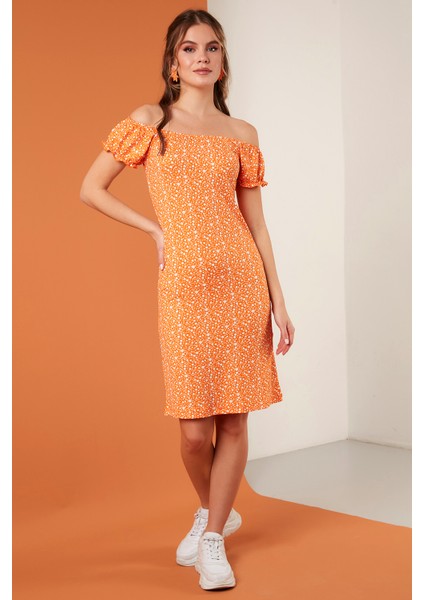 Çiçekli Carmen Yaka Mini Elbise Bayan Elbise 5863700 fiyatları