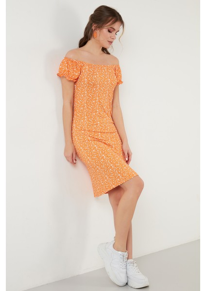Çiçekli Carmen Yaka Mini Elbise Bayan Elbise 5863700 fırsatları