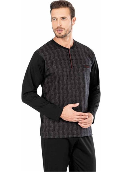 5465 Uzun Kollu Jakarlı Erkek Pijama Takımı