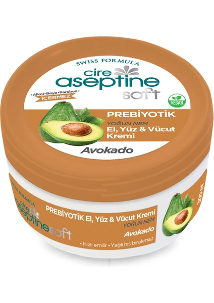 Cire Aseptine Soft Avokado Prebiyotik Nemlendirici Bakım Kremi 300 ml