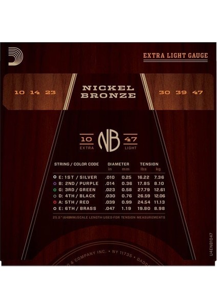NB1047 Nikel Bronz Akustik Gitar Teli