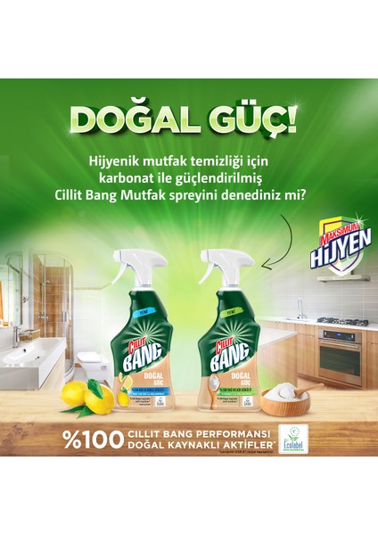 Cillit Bang Doğal Güç Banyo Temizleyici Kir ve Kireç Sökücü Limonlu Sprey 750 ml