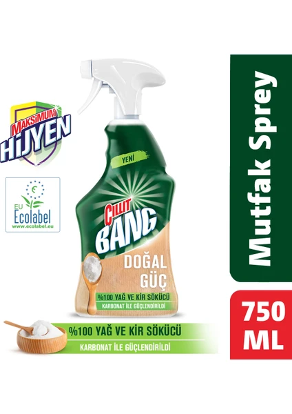 Cillit Bang Doğal Güç Mutfak Temizleyici Yağ ve Kir Sökücü Karbonatlı Sprey 750 ml