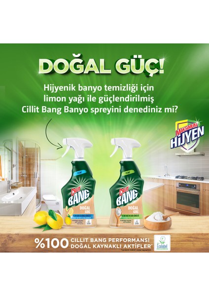 Cillit Bang Doğal Güç Mutfak Temizleyici Yağ ve Kir Sökücü Karbonatlı Sprey 750 ml