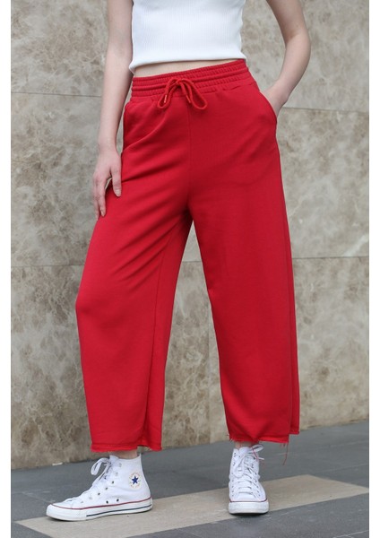 Mad Girls Kırmızı Bol Paça Eşofman MG1100