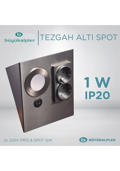 Büyükalpler Tezgah Altı Armatür Spot Ledli Inox 3000K-GÜN Işığı