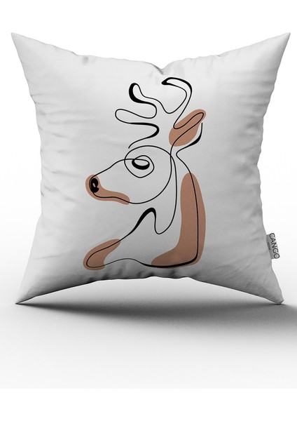 Beyaz Kahverengi Yılbaşı Temalı Dijital Baskılı Kırlent Kılıfı CGH851