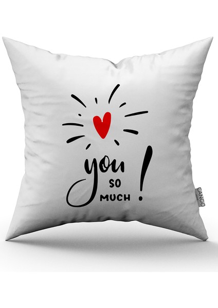 Beyaz Siyah Modern Sevgililer Günü Temalı Dijital Baskılı Kırlent Kılıfı CGH978