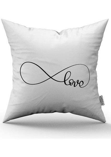 Beyaz Siyah Modern Sevgililer Günü Temalı Dijital Baskılı Kırlent Kılıfı CGH988