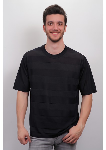 Soft Style Erkek Bisiklet Yaka İnce Triko Tshirt 1206