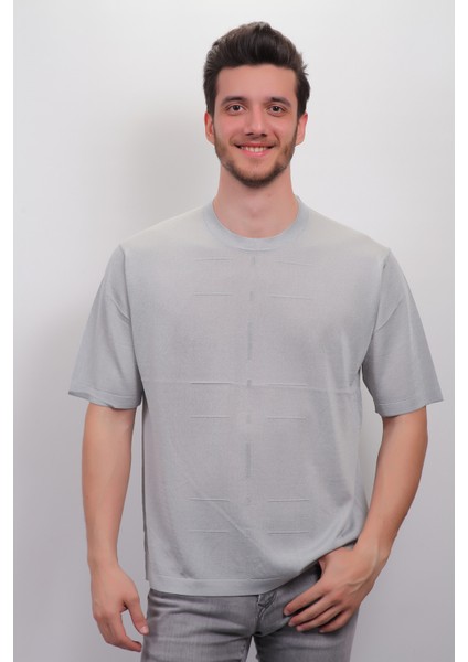 Soft Style Erkek Bisiklet Yaka İnce Triko Tshirt 1207