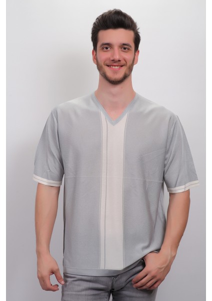 Soft Style Erkek V Yaka İnce Triko Tshirt 1204