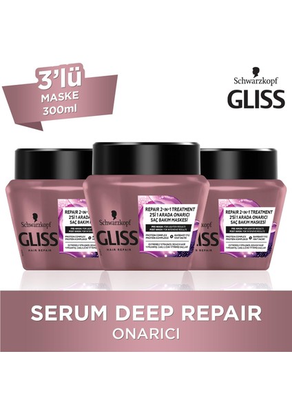 Schwarzkopf Glıss Serum Deep Repaır Maske 300 ml x 3 Adet