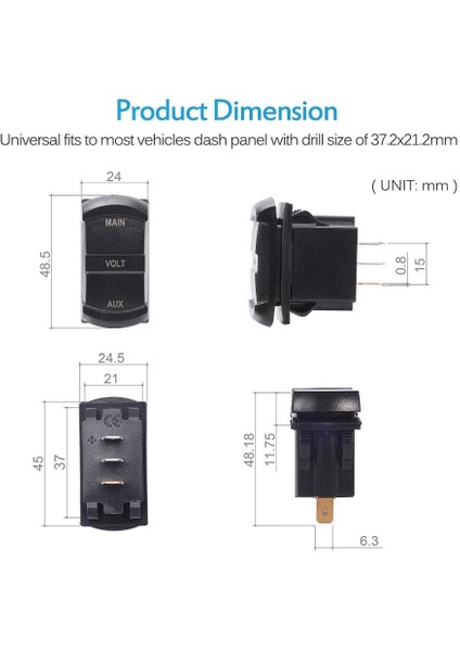10-60 V Çift Voltmetre Gerilim Monitör Pikap Rv Kamyon Motor Için Mavi LED Dijital Panel