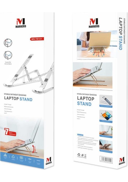 Laptop Stand Macbook Notebook 7 Kademeli Ayarlanabilir Gümüş