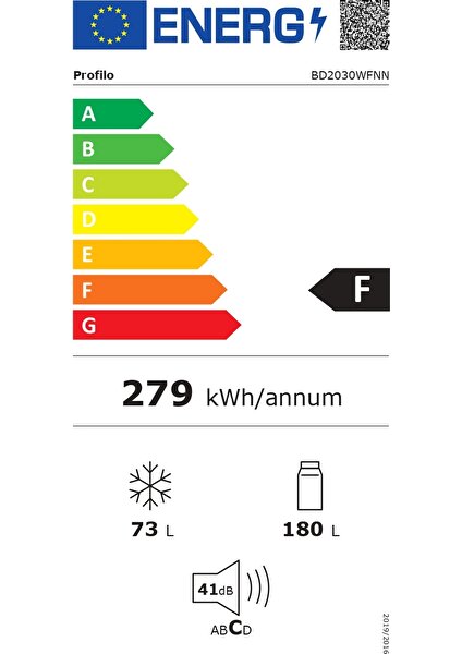 BD2030WFNN F Enerji Sınıfı 253 Lt Nofrost Üstten Donduruculu Buzdolabı