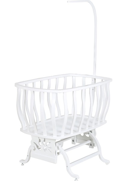 Beşik, Fiyonklu Mdf Sallanan Beşik + Uyku Seti + Cibinlik - Beyaz fırsatları