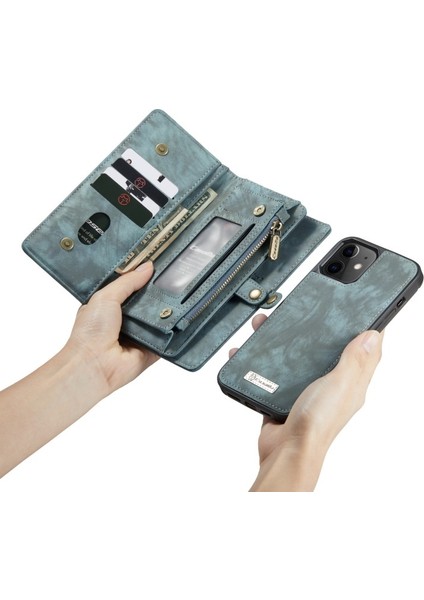 Casema 008 Serisi Apple iPhone 12 Mini Için Ayrılabilir 2-In-1 Bölünmüş Deri Kılıf - Yeşil (Yurt Dışından)