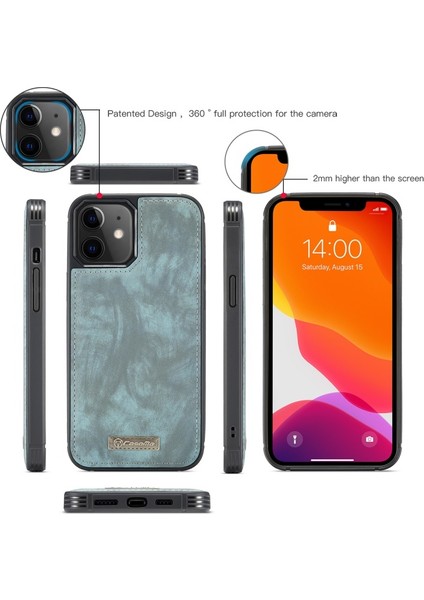 Casema 008 Serisi Apple iPhone 12 Mini Için Ayrılabilir 2-In-1 Bölünmüş Deri Kılıf - Yeşil (Yurt Dışından) fiyatları