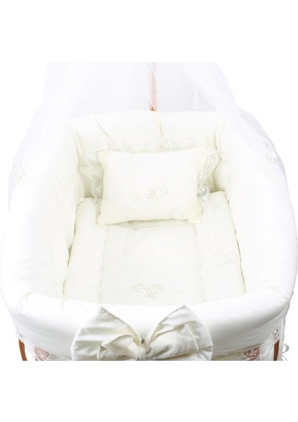 Beşik, Fiyonklu Mdf Sallanan Beşik + Uyku Seti + Cibinlik - Açık Ceviz modelleri