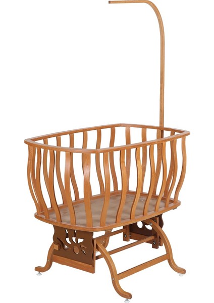 Beşik, Fiyonklu Mdf Sallanan Beşik + Uyku Seti + Cibinlik - Açık Ceviz fırsatları