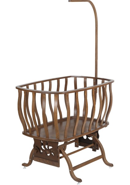 Beşik, Fiyonklu Mdf Sallanan Beşik + Uyku Seti + Cibinlik - Koyu Ceviz fırsatları