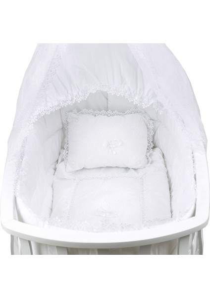 Doğal Ağaç Beşik, Lüx Sallanan Beşik + Uyku Seti + Cibinlik - Beyaz modelleri